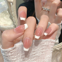 Design # 122 # 149 Nouveaux Ongles Press-on de Luxe, French Manucure Classique, Courts Forme Cercueil, Faits Main, Lot de 10 Ongles Acryliques Press-on pour Femmes