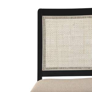 DB Modern Solid Wood Dining <b>Chair</b> Set 2 <b>Black</b> Rattan Inset Back for Home Office Living Room Restaurant Minimalist Leather Design - Product Image 5