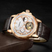 Jam Tangan Tourbillon Baru Dengan Kulit Buaya Asli Desain Klasik Khusus untuk Pria Bisnis Jam Tangan Merek Mewah
