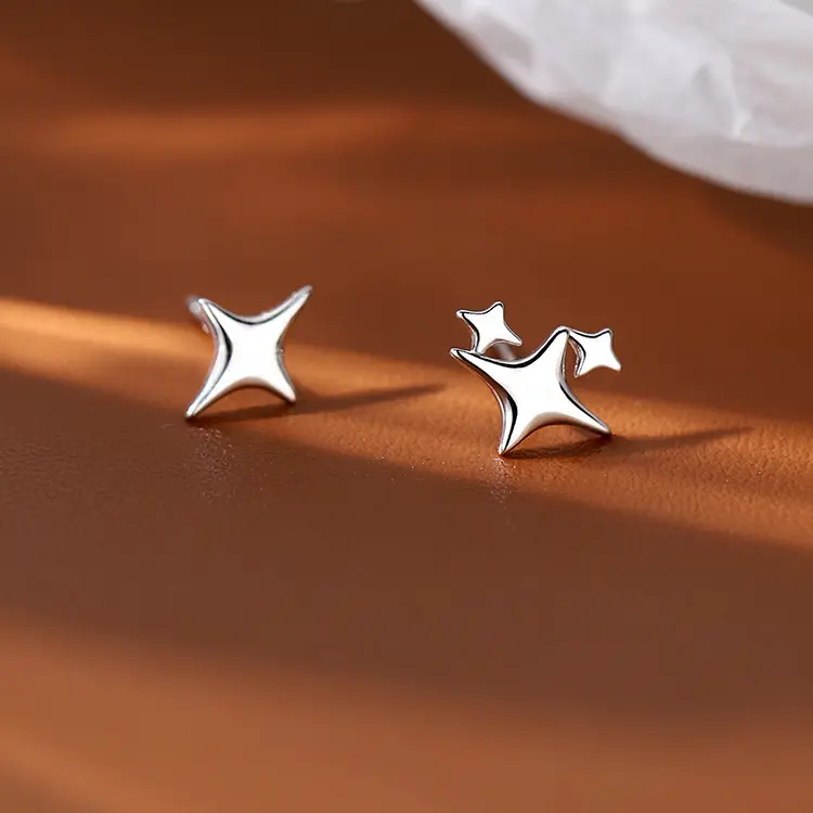 Summer Jewelry 925 Sterling Silver Earrings Jewelry Star Shape Ear Stud Earrings For Girls