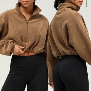 Veste polaire autrichienne coupe-vent à manches longues pour <span class=keywords><strong>femme</strong></span>, col montant zippé, courte, décontractée, chaude, pour le sport, collection automne - Product Image 6