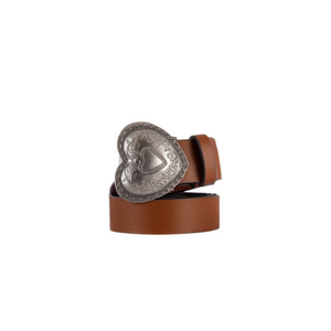 Cintura da Donna in Pelle PU con Fibbia a Cuore e Motivo Cashew, Larghezza 4CM - Product Image 1