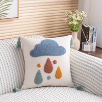 Amity INS Boho Rainbow Embroidery Tassel Sofa Bed Pillow Cover For Home Decor 18x18 Inch Cushion Cover