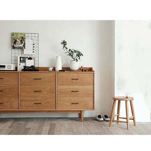 Nordic Solid Wood Nine Drawer <b>Chest</b> 180cm Cherry Color Minimalist Entryway Cabinet <b>Storage</b> Bedroom Sideboard - Product Image 3