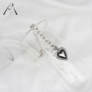 Cadena de Cruz Punk Retro para mujer, pulsera lisa de Plata de Ley 925, brazalete de corazón, joyería - Product Image 3