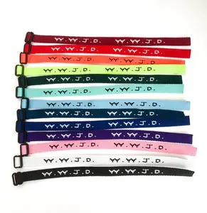 Hot sale customized colorful jacquard Wwjd bracelets woven wristband with adjustable hook