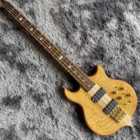 Manche de guitare basse électrique personnalisé Burst Maple Top 4 5 6 cordes à travers le corps personnalisé Alem basse électrique