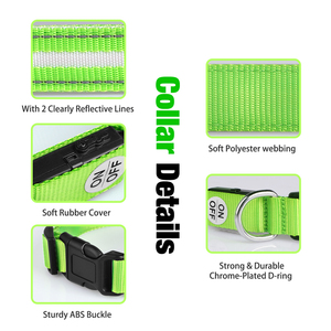 Tize-Collar Led fluorescente para perro, collarín reflectante de nailon, recargable - Product Image 2