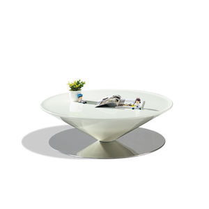 <span class=keywords><strong>Table</strong></span> <span class=keywords><strong>basse</strong></span> en fibre de verre <span class=keywords><strong>blanche</strong></span> de luxe avec pieds en acier et fonction de rangement, design moderne pour les petits appartements - Product Image 1