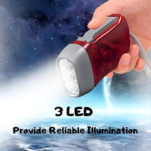 Hand Crank <b>Rechargeable</b> 3W <b>LED</b> ABS Small Torch <b>Light</b> for Kids Camping Outdoor Survival Emergency Use with 50m Beam IP54 - Product Image 2