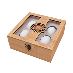 <b>Bamboo</b> Wood Egg Carving Box With Transparent Lid Four Piece Gift Box Clasp Flip Design Rectangular Storage <b>Container</b> - Product Image 5