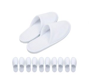 Chaussons d'hôtel en coton biodégradable et recyclable, écologiques, avec semelle en EVA, blancs, doux, personnalisables avec logo brodé - Product Image 2