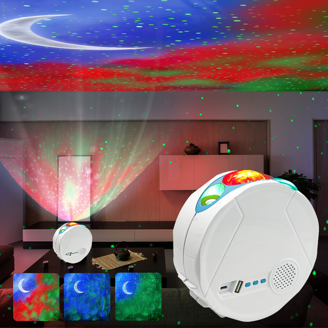 Water Wave Laser Projector Lights Hotel App Voice Controlled Starry Night Christmas Party Night Lamps ROHS Certified Plastic