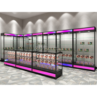 Vitrine en verre de magasin de fumée armoire avec lumière colorée épicerie affichage comptoir cadre en aluminium vitrine de vente au détail