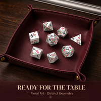 Offre Spéciale gracieux fleur embellir Style polyédrique prune jeu de dés dés Dnd métal dés pour donjons et Dragons cadeaux