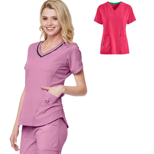 Uniforme Médico de Alta Calidad Personalizable para Mujer, Blusa de Trabajo para Hospital, MOQ Bajo, Fábrica, Poliéster/Rayón/Spandex - Product Image 1