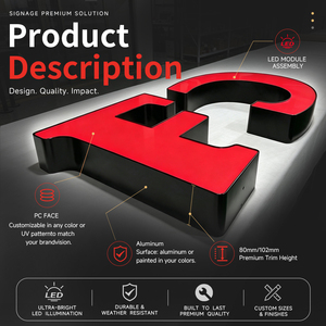 Letrero Frontlit Iluminado con Letras 3D Personalizadas, Logotipo de Nombre Comercial <span class=keywords><strong>para</strong></span> <span class=keywords><strong>Letreros</strong></span> de Tiendas y Comercios en Exteriores - Product Image 5