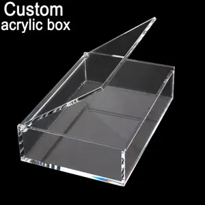 Caixa de acrílico personalizada para exibição, caixa de acrílico transparente com 5 lados e tampa/tampa deslizante ou base de plexiglass, cubo acrílico para alimentos, rosa