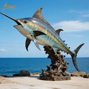 Diseño D & Z y decoración de bronce fundido a medida, escultura especial de pez espada grande para proyecto costero - Product Image 1