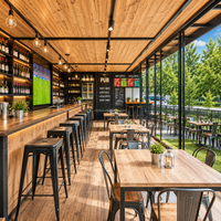Bar-restaurant préfabriqué en conteneur de 20 pieds pour attractions, design sur mesure avec pub sportif en conteneur