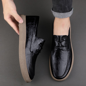 New Wholesale Pure Cow Leather Men's Casual Shoes Winter Spring Wedding Loafers Slip-On <b>Platform</b> Comfort Soft Breathable - Product Image 3