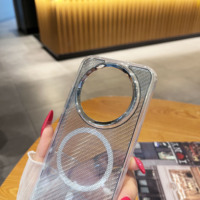 Étui de téléphone en titane argenté à grain tissé, cadre en TPU avec bordure d'appareil photo en alliage de nickel, coque de protection magnétique OppoA6pro