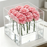 Boîte à souvenirs en acrylique personnalisée avec couvercle amovible pour la présentation de roses éternelles, l'organisation de bijoux ou l'emballage de souvenirs