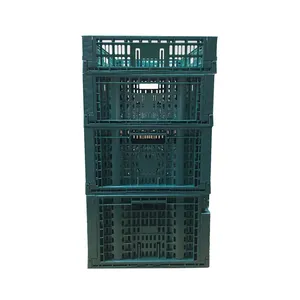 Stackable High Quality Mesh Fruits Plastic Turnover Box Stack Turnover Box Plastic Vegetable Crates