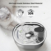 Fontaine à eau pour chat en acier inoxydable, distributeur d'eau intelligent sans fil à circulation automatique, distributeur d'eau sans prise pour animaux de compagnie, distributeur d'eau sans prise pour chiens