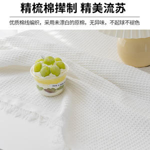 SKLuxury Cotton Rectangular <b>Tablecloth</b> Solid Color Checkered Pattern With Tassel Home Use Wear Resistant Dustproof - Product Image 3