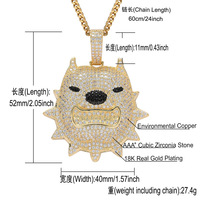 BES Micro-incrusté 5A Zircon Laiton Plaqué Or Tête De Chien Pendentif pour Collier Personnalisé Hip-Hop Bijoux pour Hommes et Femmes