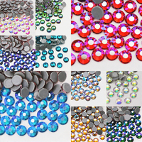 Strass thermocollants en verre cristal à 16 facettes, dos plat, pour vêtements, sacs, chaussures, décoration d'ongles, vente en gros