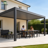 Pavillon de luxe bioclimatique motorisé en aluminium avec toit à lames orientables, auvent pliant, véranda rétractable étanche pour patio et jardin