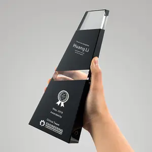 Trofeo de cristal transparente negro de recuerdo, trofeo de cristal negro personalizado, trofeo de premio 2017 - Product Image 4