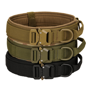 Hebilla de Metal táctica acolchada de nailon, anillo en D, collares de entrenamiento para perros, <span class=keywords><strong>Collar</strong></span> ajustable resistente para mascotas con asa para perros grandes - Product Image 1
