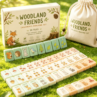 Mahjong personnalisé gravé au laser, pièces de mahjong en acrylique pour enfants, tuiles lisses et arrondies, accessoires de mahjong aux fruits tropicaux