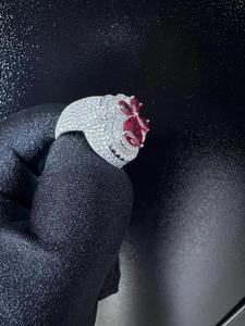 Bague unisexe de luxe en argent sterling 925 plaqué or, faite à la main, avec diamant fantaisie cultivé en laboratoire, taille brillant, certifiée, style hip-hop - Product Image 2