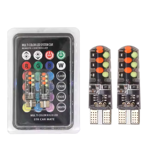 Nouvelle ampoule LED COB RGB T10 W5W 12V, lumière clignotante stroboscopique, éclairage de voiture et de lecture, télécommande - Product Image 1