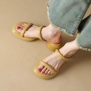 Sandalias de tacón grueso con amortiguación de aire para mujer - Nuevo estilo 2026 - Rayas dobles sencillas - Cómodas, informales y multiusos para mujer - Product Image 1