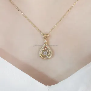 Necklace 18k Gold Lab Grown Dancing Diamond Pendant Gold Necklaces Pure Gold Jewelry For Women