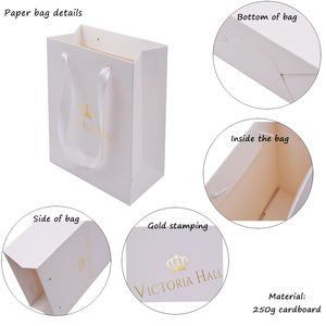 Bolsas De <span class=keywords><strong>Papel</strong></span> De Regalo De Lujo Planas Para La Compra De Ropa Con Asa De <span class=keywords><strong>Papel</strong></span> Reciclado Con Lazo - Product Image 2