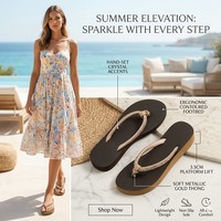 Sandales de plage et de villégiature légères en EVA pour femmes, avec plateforme, strass et cristaux, style décontracté, par Designer Charms