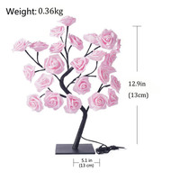 Chevet Led Table Lumières Cadeau Maison Chambre Décor Rose Arbre Lampe De Table Usb 24leds Fleur pour Fête De Mariage De Noël 32 Transparent