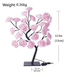 Luces de mesita de noche Led regalo decoración de la habitación del hogar árbol de rosas lámpara de mesa Usb 24leds flor <span class=keywords><strong>para</strong></span> fiesta boda Navidad 32 transparente - Product Image 3