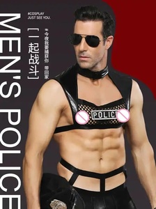 Vendita calda lingerie trasparente sesso polizia costume <span class=keywords><strong>da</strong></span> cosplay <span class=keywords><strong>uomo</strong></span> erotico in lattice uniforme <span class=keywords><strong>da</strong></span> poliziotto - Product Image 3