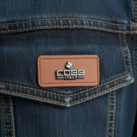 Étiquettes personnalisées en cuir PU avec logo, gravure laser, impression en creux, autocollantes, lavables, en métal, pour vêtements