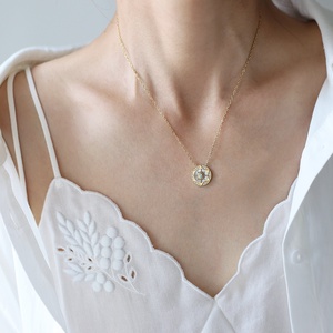 Tinh Tế 18K Vàng Mạ Thép Không Gỉ Trang Sức Đẹp Zircon Sao Vỏ Vòng Đồng Xu Mặt Dây Chuyền La Bàn Vòng Cổ Cho Phụ Nữ Quà Tặng - Product Image 3