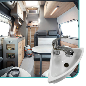 JDA Wholesale Boat Caravan <strong>RV</strong> Camper White Acrylic Triangular Wash Basin Sink with <strong>Faucet</strong> Drain Hose Kit - Product Image 4