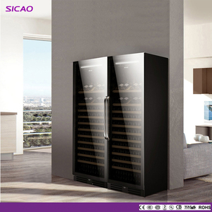 Cave à vin verticale autonome moderne avec grand écran LED, porte vitrée, double zone de refroidissement, étagères en bois JC-4 - Product Image 3