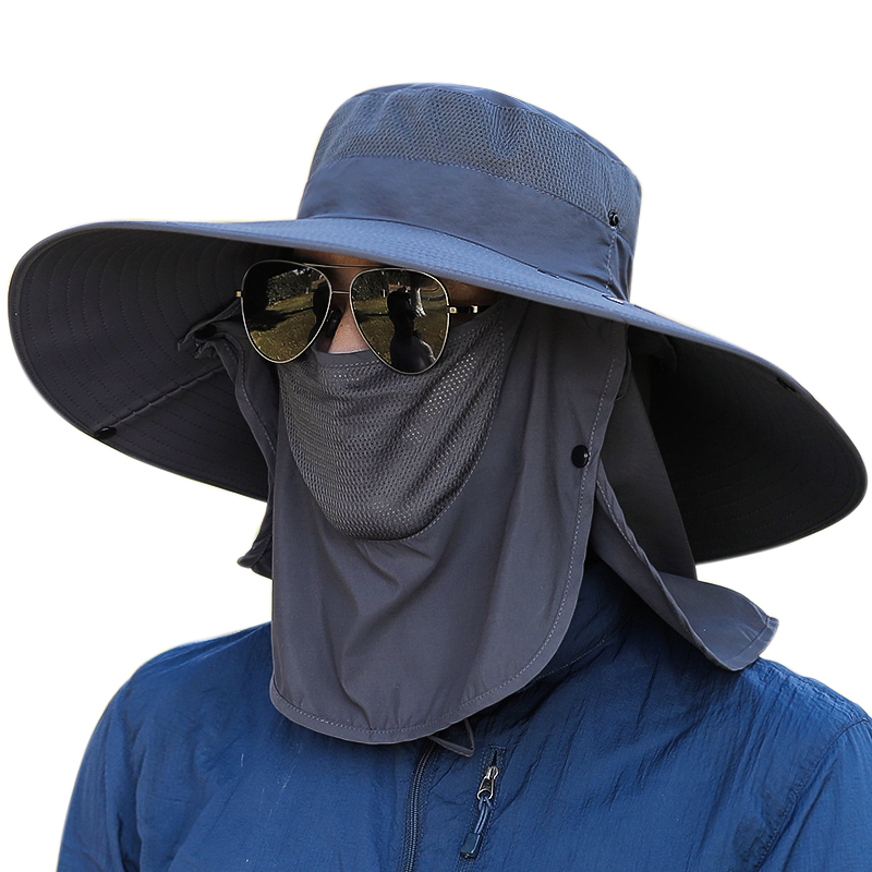Уличная Солнцезащитная шляпа UPF 50 + с широкими полями для сафари, рыбалки, пешего туризма, шляпы со съемным клапаном для лица и шеи